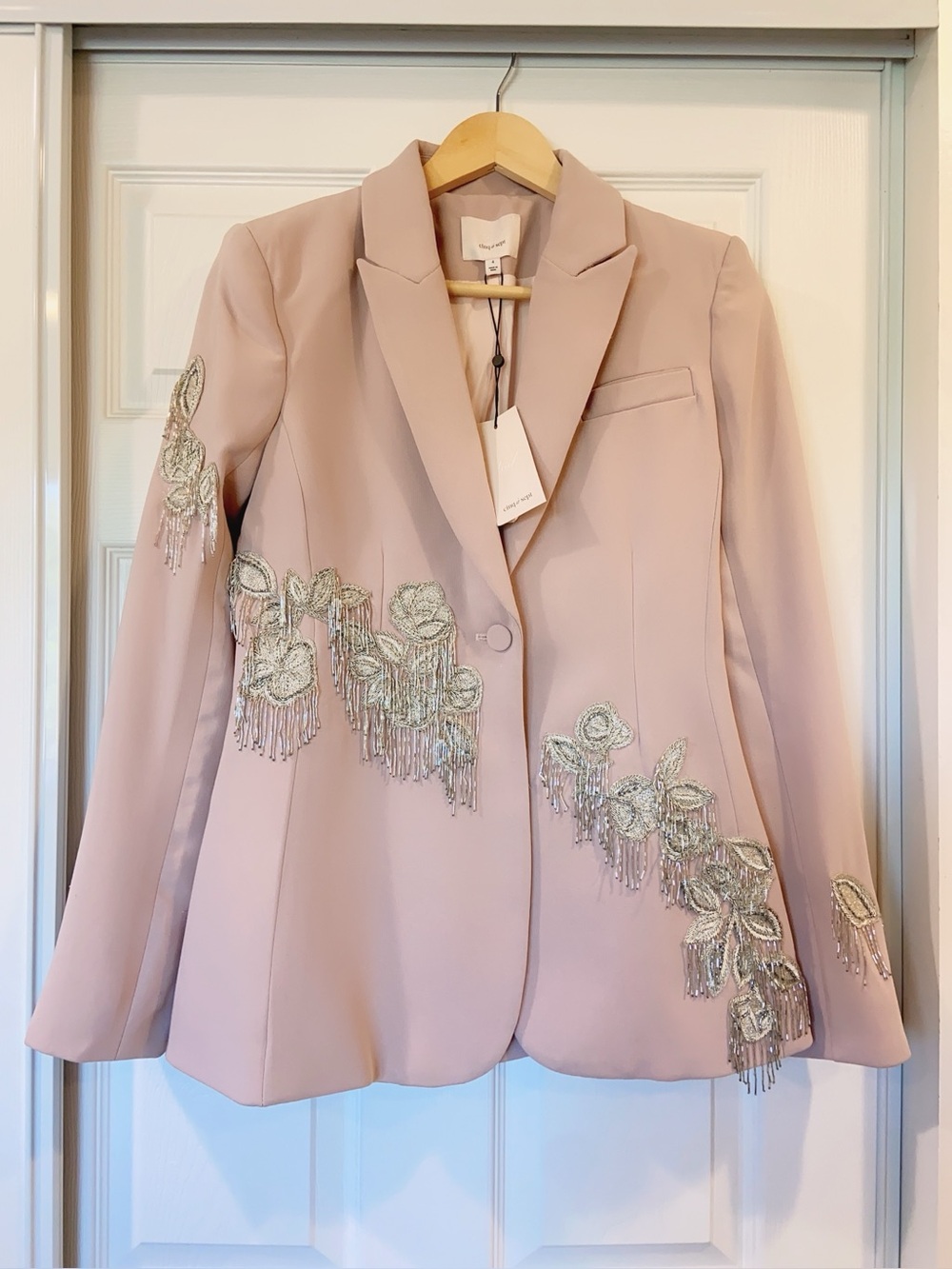 NWT $795 CINQ A SEPT Candace Crepe Floral Embroidered Jacket Blazer - Picture 8 of 13